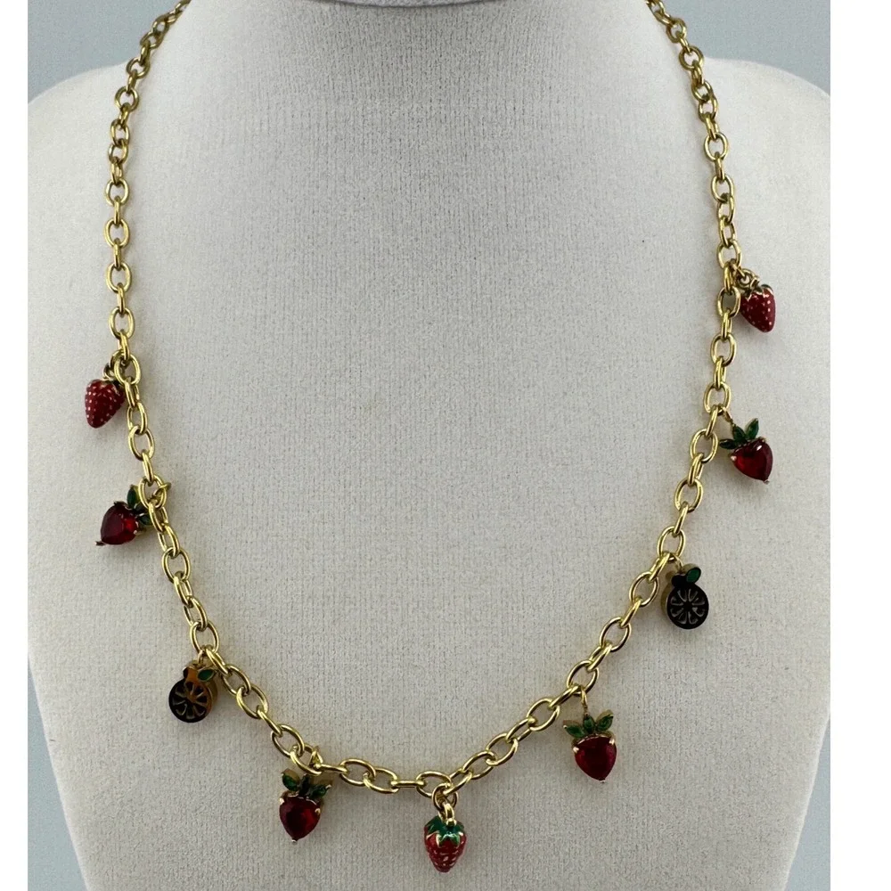 14k‎ Laminated Stainless Steel Fruit Charm Chain Necklace